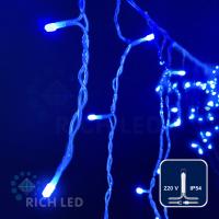 Светодиодная бахрома Rich LED, 3*0.5 м, синяя, прозрачный провод,
