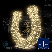 Светодиодная гирлянда Rich LED 10 м, 100 LED, 220 В, соединяемая, влагозащитный колпачок, теплая белая, прозрачный провод,