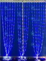 Светодиодный занавес водопад Rich LED 2*3 м, синий, 585 LED, 220 В, прозрачный провод,