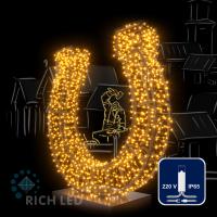 Светодиодная гирлянда Rich LED 10 м, 100 LED, 220 В, соединяемая, влагозащитный колпачок, желтая, прозрачный провод,