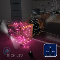 Светодиодная гирлянда Rich LED 10 м, 100 LED, 24 В, соединяемая, розовая, черный провод, Светодиодная гирлянда Rich LED 10 м, 100 LED, 24 В, соединяемая, розовая, черный провод,