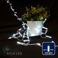 Светодиодная гирлянда Rich LED 5 м, 72 LED, 220 В, не соединяемая, влагозащитный колпачок, тепло белая, прозрачный провод,