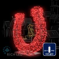 Светодиодная гирлянда Rich LED 10 м, 100 LED, 220 В, соединяемая, влагозащитный колпачок, красная, прозрачный провод,