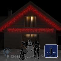 Светодиодная бахрома Rich LED, 3*0.5 м, влагозащитный колпачок IP65, красная, черный провод, Светодиодная бахрома Rich LED, 3*0.5 м, влагозащитный колпачок IP65, красная, черный провод,