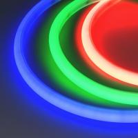 Гибкий неон MOONLIGHT-TOP-G120-16x15mm 24V RGB (12 W/m, IP67, 5m, wire x2, Arlight, Вывод кабеля боковой)
