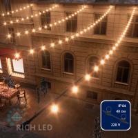 Белт-лайт Rich LED, 2-х проводной, черный, между лампами 20 см, патрон-резина (250 шт), 220 В
