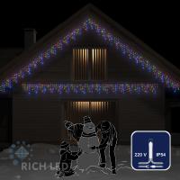Светодиодная бахрома Rich LED, 3*0.5 м, мульти, прозрачный провод,