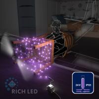 Светодиодная гирлянда Rich LED 10 м, 100 LED, 24 В, соединяемая, фиолетовая, фиолетовый резиновый провод,