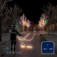Светодиодная гирлянда Rich LED 5 Нитей по 20 м, 1000 LED, 24 В, мульти, черный провод, Светодиодная гирлянда Rich LED 5 Нитей по 20 м, 1000 LED, 24 В, мульти, черный провод,