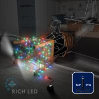 Светодиодная гирлянда Rich LED 10 м, 100 LED, 24 В, соединяемая, мульти, черный провод, Светодиодная гирлянда Rich LED 10 м, 100 LED, 24 В, соединяемая, мульти, черный провод,