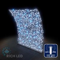 Светодиодная гирлянда Rich LED 10 м, 100 LED, 220 В, соединяемая, влагозащитный колпачок IP65, тип 6, белая, мерцающая, прозрачный провод,