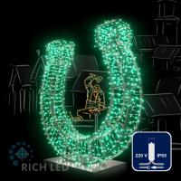 Светодиодная гирлянда Rich LED 10 м, 100 LED, 220 В, соединяемая, влагозащитный колпачок, зеленая, прозрачный провод,