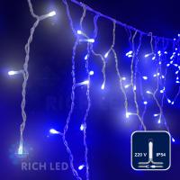 Светодиодная бахрома Rich LED, 3*0.5 м, сине-белая, прозрачный провод,