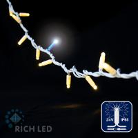 Светодиодная гирлянда Rich LED 10 м, 100 LED, 24 В, соединяемая, влагозащитный колпачок IP65, тип 6, тепло белая, белый резиновый провод. Светодиодная гирлянда Rich LED 10 м, 100 LED, 24 В, соединяемая, влагозащитный колпачок IP65, тип 6, тепло белая, белый резиновый провод.