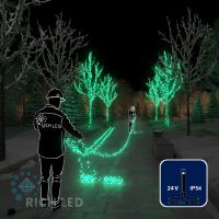Светодиодная гирлянда Rich LED 5 Нитей по 20 м, 1000 LED, 24 В, зеленая, черный провод, Светодиодная гирлянда Rich LED 5 Нитей по 20 м, 1000 LED, 24 В, зеленая, черный провод,