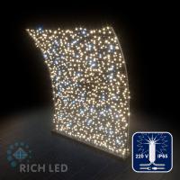 Светодиодная гирлянда Rich LED 10 м, 100 LED, 220 В, соединяемая, влагозащитный колпачок IP65, тип 6, теплая белая, мерцающая, прозрачный провод,