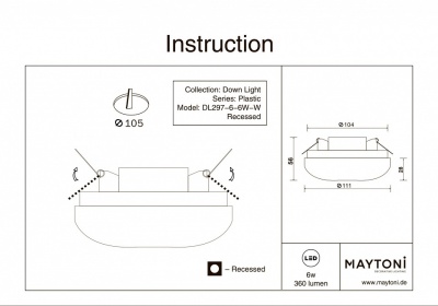 Встраиваемый светильник Maytoni Plastic DL297-6-6W-W