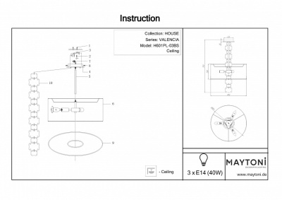 Светильник на штанге Maytoni Valencia H601PL-03BS