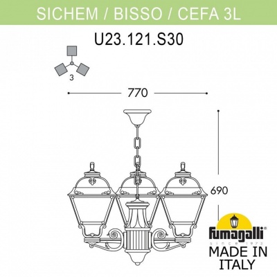 Подвесной светильник Fumagalli Cefa U23.120.S30.WYF1R
