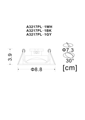 Встраиваемый светильник Arte Lamp Accento A3217PL-1BK