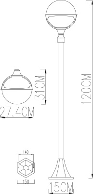 Наземный высокий светильник Arte Lamp Monaco A1496PA-1BK