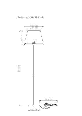 Торшер Arte Lamp Elba A2581PN-1CC