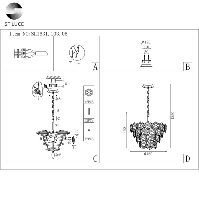 Подвесная люстра ST-Luce Viterbo SL1631.103.06
