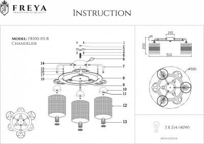 Потолочная люстра Freya Timone FR5100-CL-03-BR