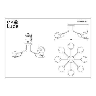 Потолочная люстра EVOLUCE Baca SLE102502-08