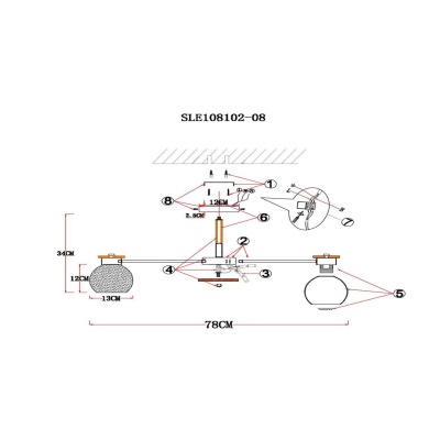Люстра на штанге EVOLUCE Rasco SLE108102-08