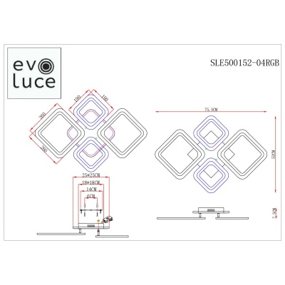 Потолочная люстра EVOLUCE Samuro SLE500152-04RGB
