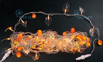 Светодиодный декор Rich LED "ФЛОРА" 10 м, 100 LED, соединяемый, желтый,