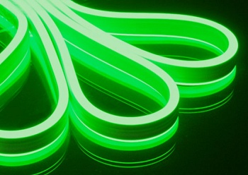 Светодиодный Гибкий Неон Rich LED, двухсторонний, зеленый, кратность резки 1 метр,  размер 8*16 мм, 220 В, 50 м