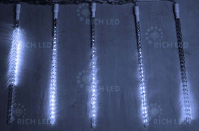 Светодиодные тающие сосульки Rich LED, витая форма, комплект 10 шт. по 80 см, белый, 12 B, соединяемый.