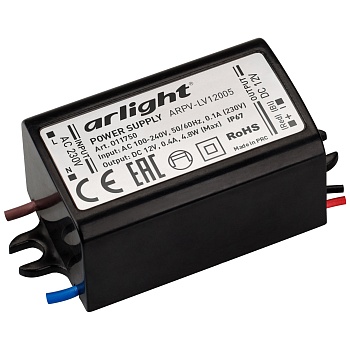 Блок питания ARPV-LV12005 (12V, 0.4A, 5W) (Arlight, IP67 Пластик, 2 года)