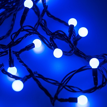 Светодиодная гирлянда ARD-BALL-CLASSIC-D13-5000-BLACK-50LED BLUE (230V, 3.5W) (Ardecoled, IP65)