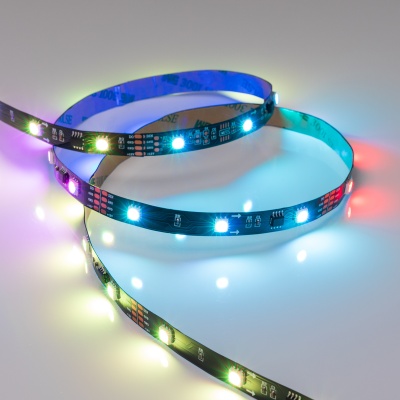 Лента SPI-5000-5060-30 12V Cx3 RGB-Auto (Black 10mm, 6.5W/m, IP20) (Arlight, Открытый, IP20) ARLIGHT Арт. 024599(1)