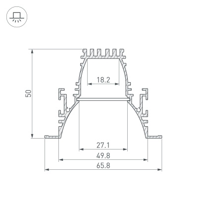 Профиль ARH-LINE-6650-F-COMFORT-2000 ANOD (Arlight, Алюминий) 036351 