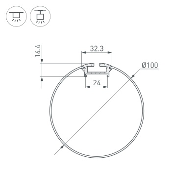 Профиль ARH-ROUND-D100-2000 ANOD (Arlight, Алюминий) 036334 