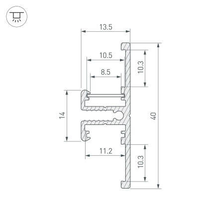 Профиль TOP-BACK-2000 ANOD (P10) (Arlight, Алюминий) 016981 