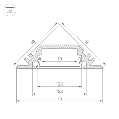 Профиль TOP-CORNER-VF-2000 ANOD (K13, P15) (Arlight, Алюминий) 016970 