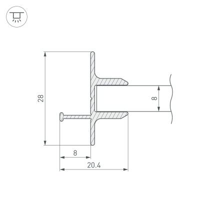 Профиль TOP-GLASS8-2D-2000 (Arlight, Алюминий) 016976 
