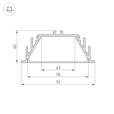 Профиль с экраном ALU-POWER-RW80F-2000ANOD+CLEAR-P (Arlight, Алюминий) 015479 