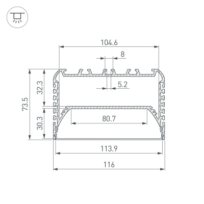Профиль с экраном ALU-POWER-W8070-2000 ANOD+FROST (Arlight, Алюминий) 018952 