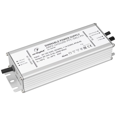 Блок питания ARPV-UH24200-PFC-DALI-PH (24V, 8.3A, 200W) (Arlight, IP67 Металл, 7 лет)