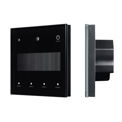 INTELLIGENT ARLIGHT Сенсорная панель SMART-DALI-301-11-1G-4SC-DIM-IN Black (BUS/24V, Touch, 2.4G) (IARL, IP20 Пластик, 5 лет)