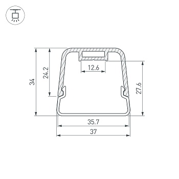 Профиль с экраном LINE-D-3734-2000 TETRA BLACK+OPAL (Arlight, Алюминий)