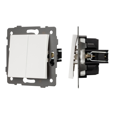 Механизм выключателя двухклавишный проходной SWT-MKP2-PL-WH-V (250V, 10A) (Arlight, -)