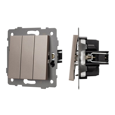 Механизм выключателя трехклавишный непроходной SWT-MK03-PL-GD-V (250V, 10A) (Arlight, -)