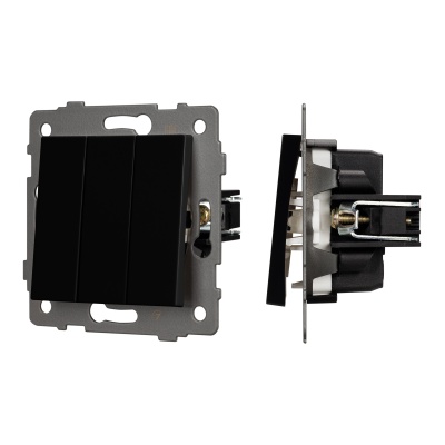 Механизм выключателя трехклавишный непроходной SWT-MK03-PL-BK-V (250V, 10A) (Arlight, -)